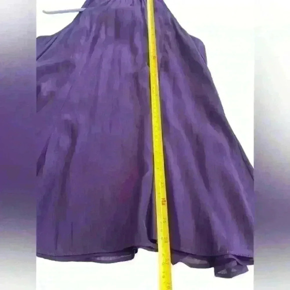 Lola & Sophie Silk Blend Mock Neck Halter Tie Purple Blouse Top Mini Dress XS - Picture 10 of 10